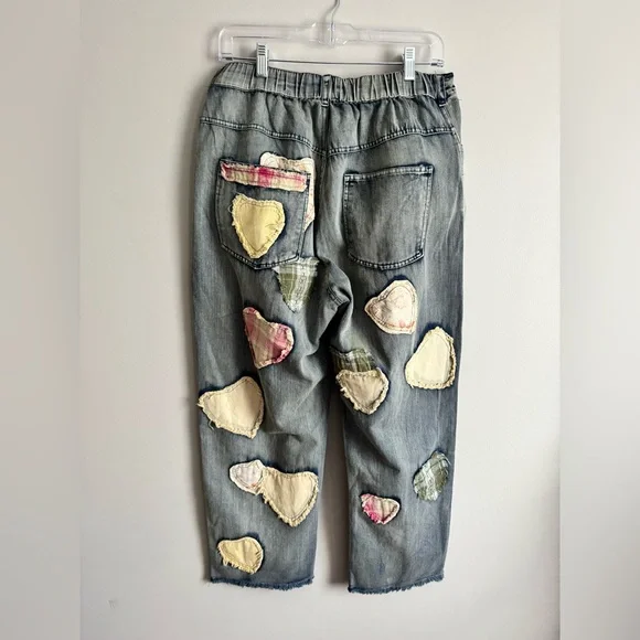 Blue Velvet lightweight patchwork heart embroidered jeans medium nwt - Picture 6 of 13